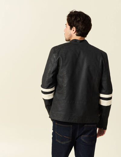 Blouson motard simili cuir noir homme