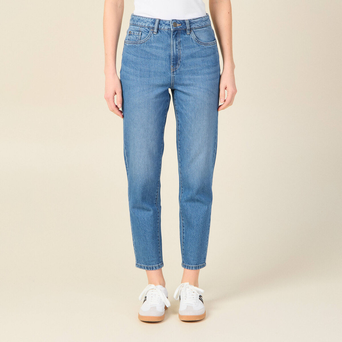 Jeans mom 7/8ème denim stone femme