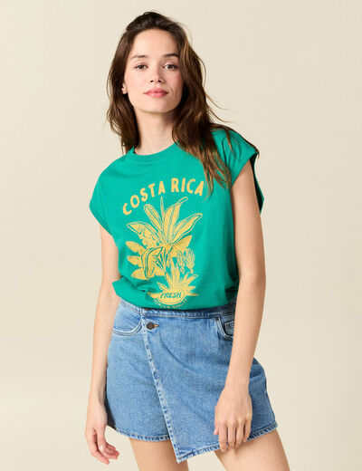 T-shirt éco-responsable vert turquoise femme