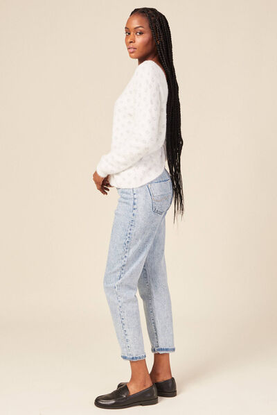 Pull manches longues ecru femme