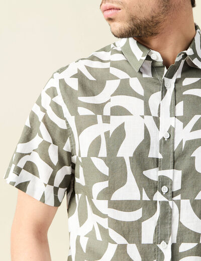 Chemise manches courtes vert kaki homme