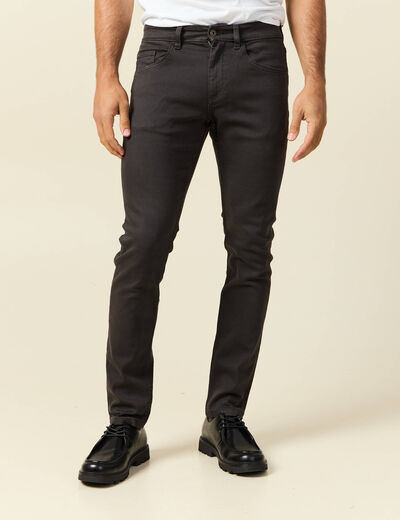 Jeans slim 5 poches marron homme