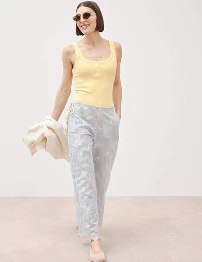 Pantalon loose taille standard bleu clair femme