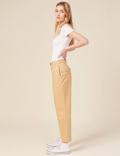 Pantalon chino fluide beige femme