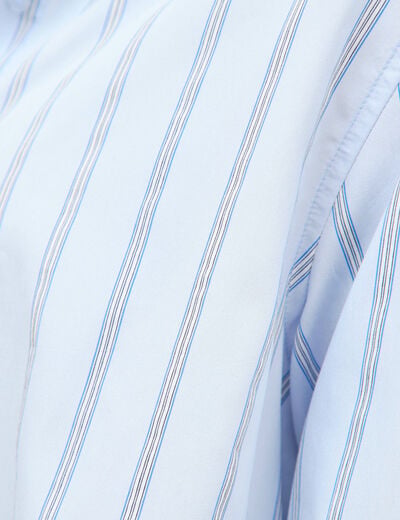 Chemise droite manches longues ray&eacute;e bleu clair femme