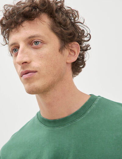 Sweat ample col rond manches courtes vert homme