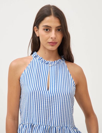 Top droit sans manches bleu electrique femme