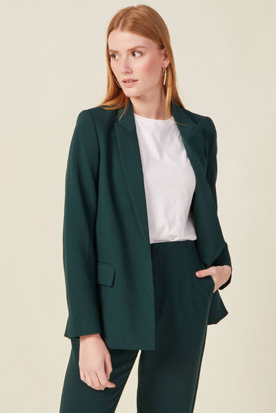 Veste esprit blazer cintrée vert foncé femme