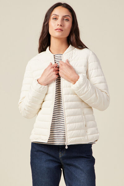 Doudoune droite zippée ecru femme