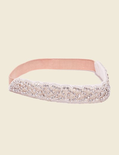 Bandeau détails bijoux creme femme
