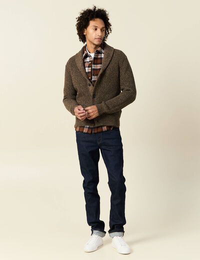 Surchemise manches longues marron homme