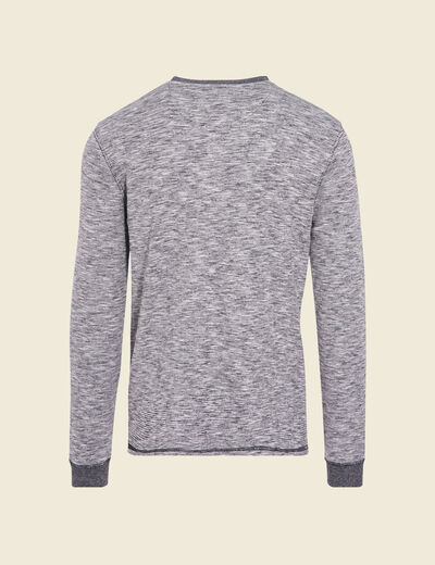 T-shirt en coton manches longues bleu fonc&eacute; homme
