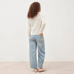 Pull ajour&eacute; col rond manches longues ecru femme
