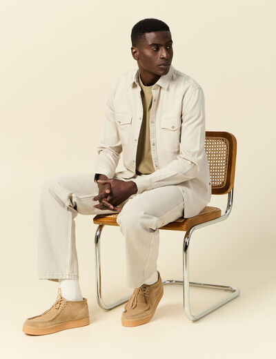 Chemise manches longues beige homme