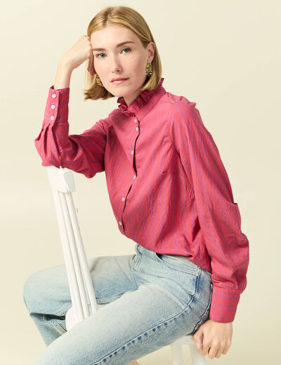 Chemise oversize manches longues prune femme