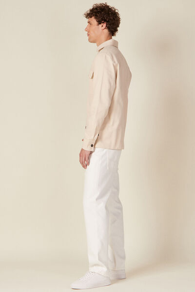 Surchemise manches longues beige homme