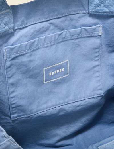 Sac cabas en coton bleu gris homme