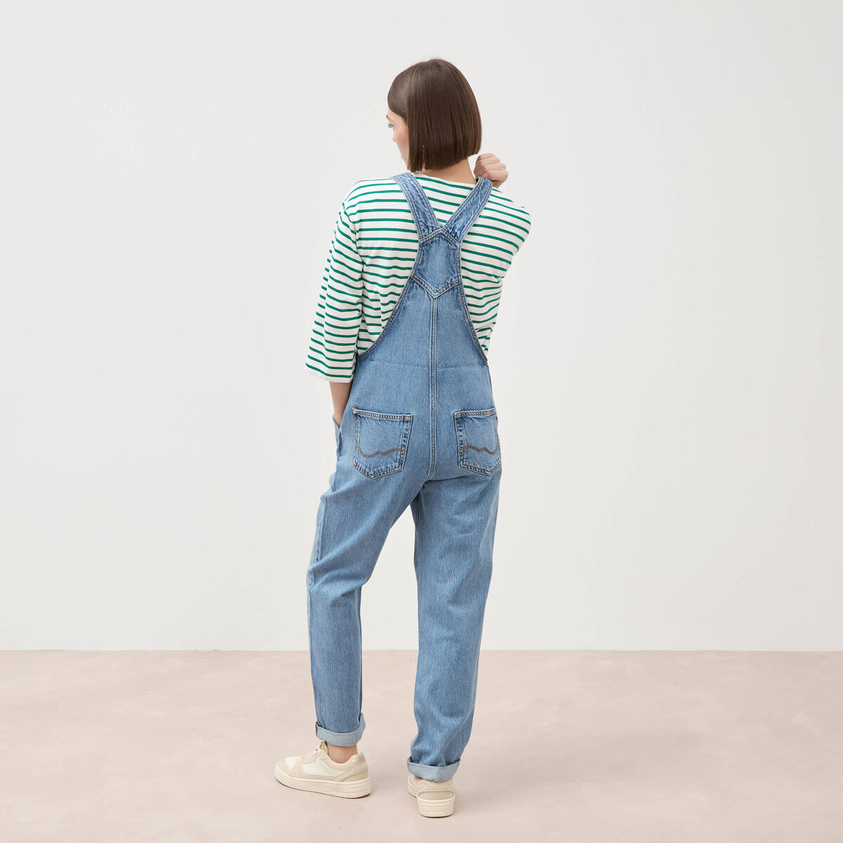 Salopette en jean denim stone femme