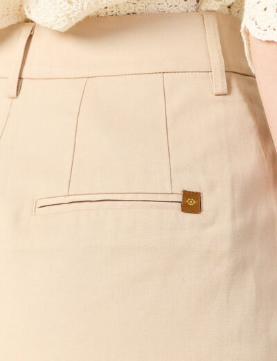 Bermuda droit taille haute beige femme