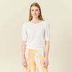 Pull manches courtes ajouré creme femme
