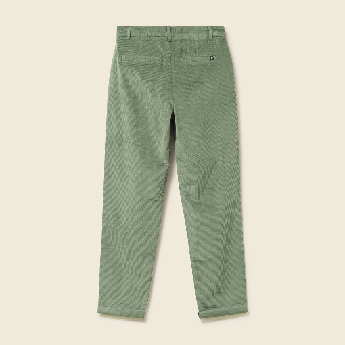 Pantalon large 7/8&egrave;me taille haute vert kaki femme