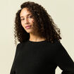 Pull manches longues col rond &agrave; sequins noir femme