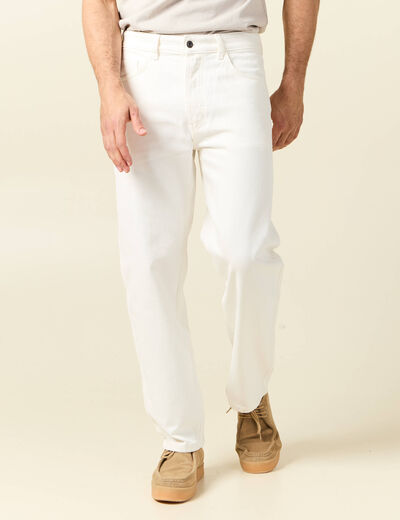 Jeans relax 5 poches denim blanc homme