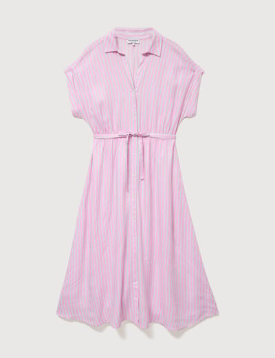 Robe longue &eacute;vas&eacute;e ceintur&eacute;e rose femme