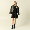 Robe fluide manches longues col rond noir femme