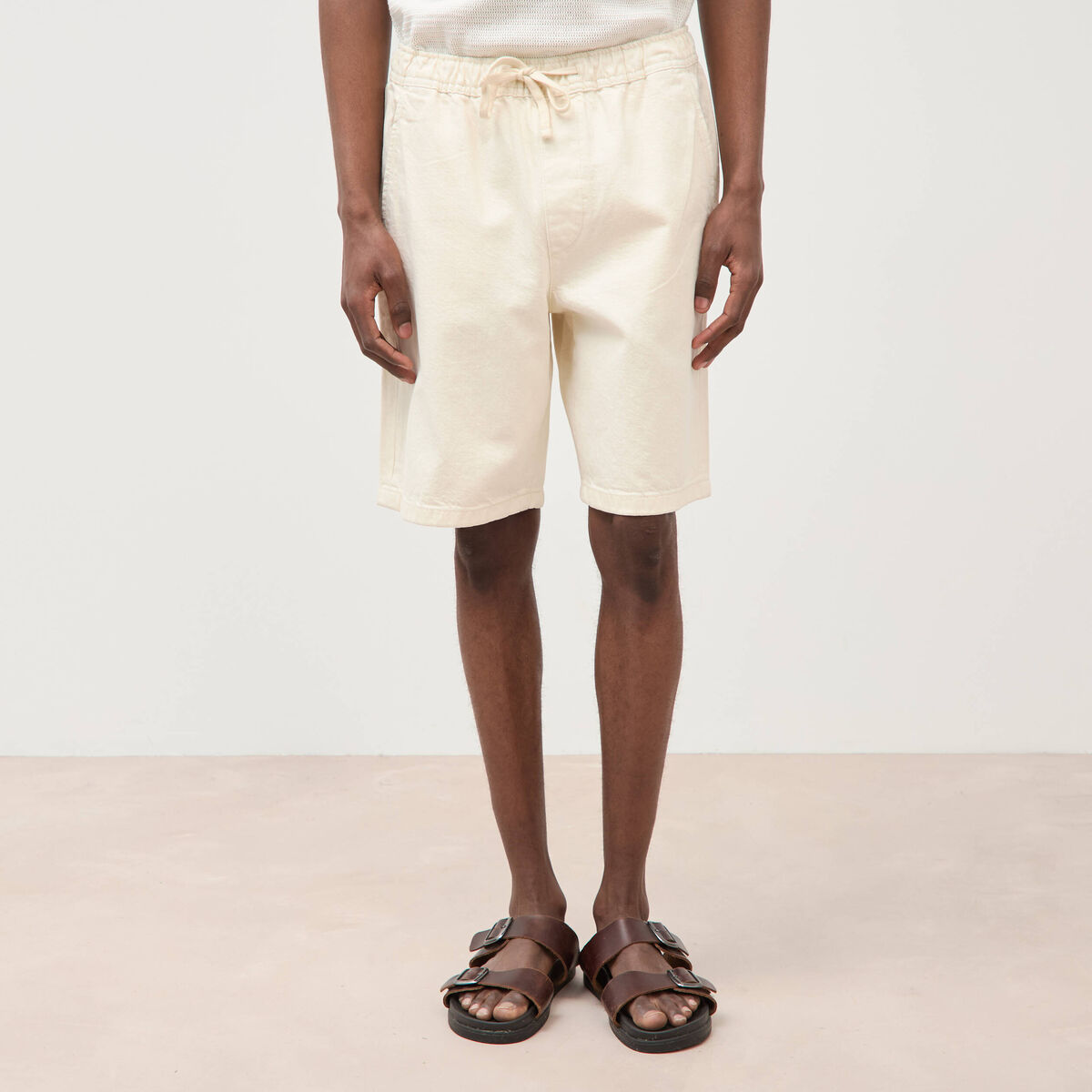 Bermuda en coton ecru homme