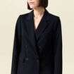 Blazer manches longues col tailleur bleu marine femme
