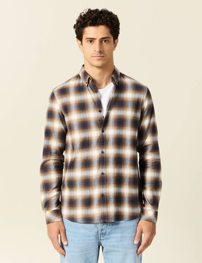 Chemise manches longues bleu marine homme