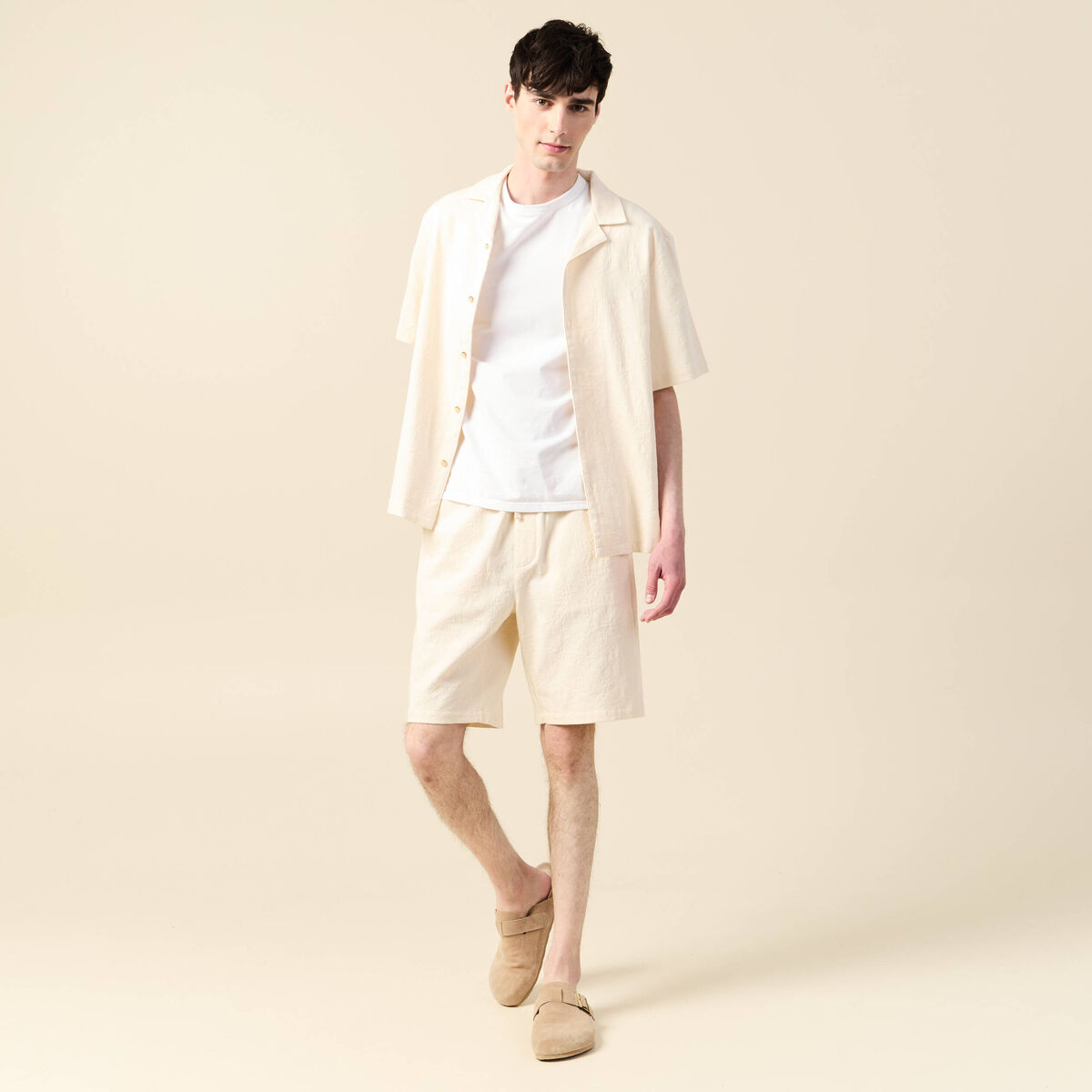 Chemise manches courtes ecru homme