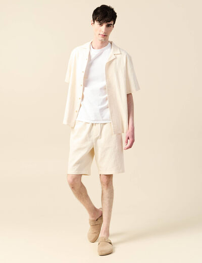 Chemise manches courtes ecru homme