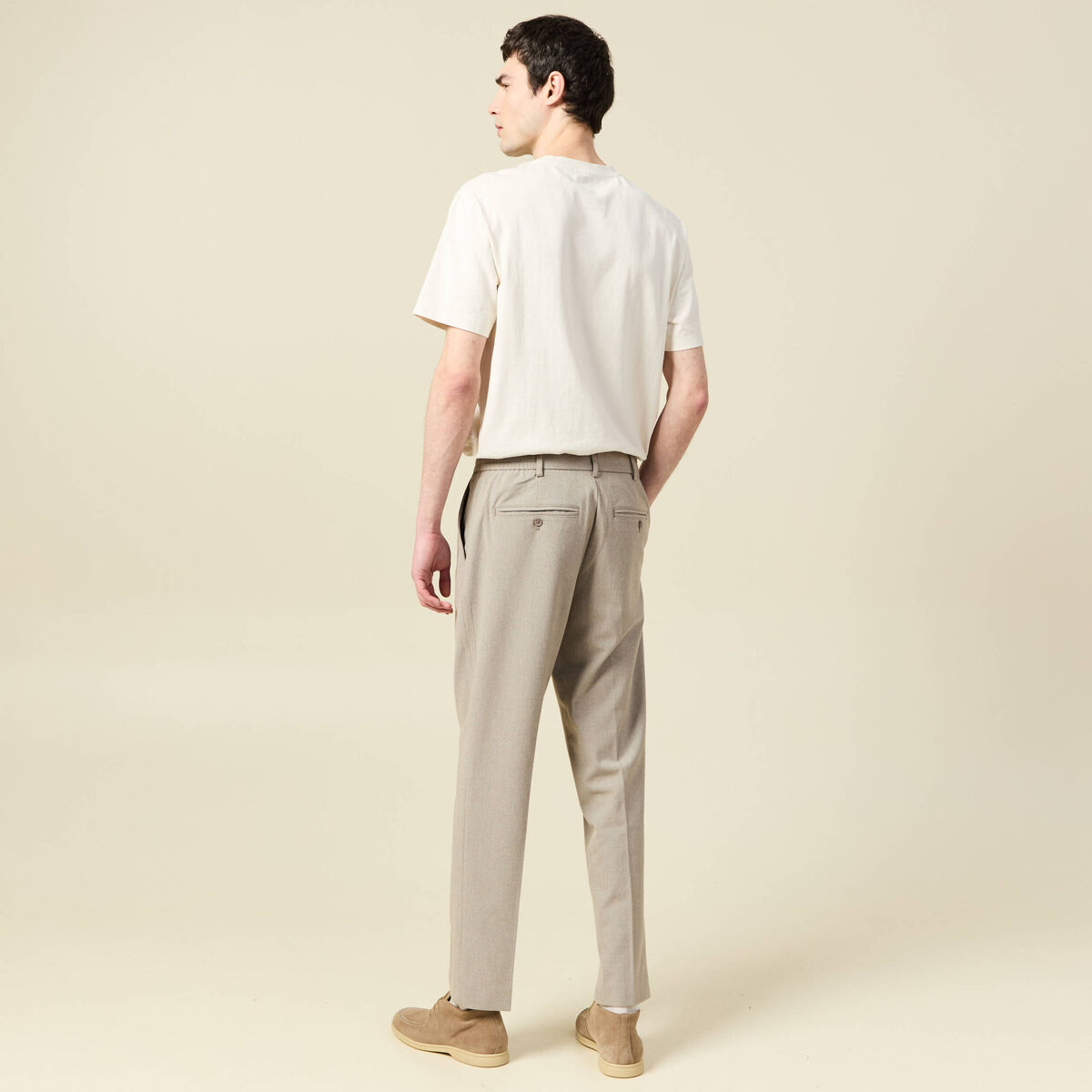 Pantalon droit longueur 32 taupe homme