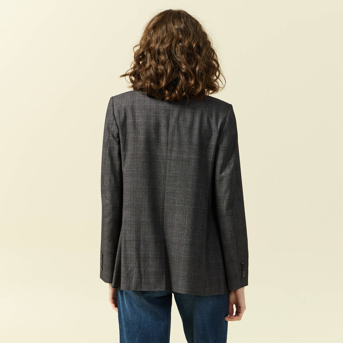 Veste oversize manches longues doublée gris foncé femme