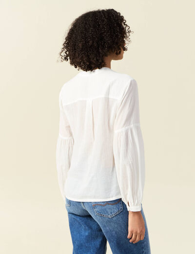 Blouse manches longues ecru femme