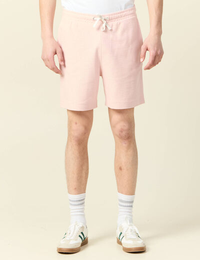 Short droit avec cordon rose clair homme