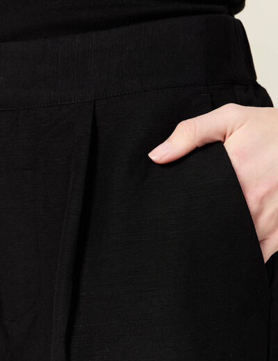 Pantalon large fluide noir femme
