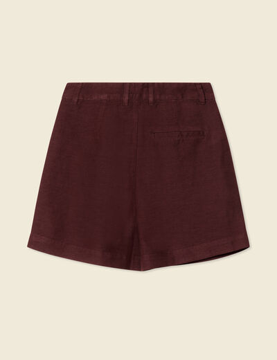Short droit avec pinces bordeaux femme