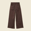 Jeans large cropped taille haute marron femme