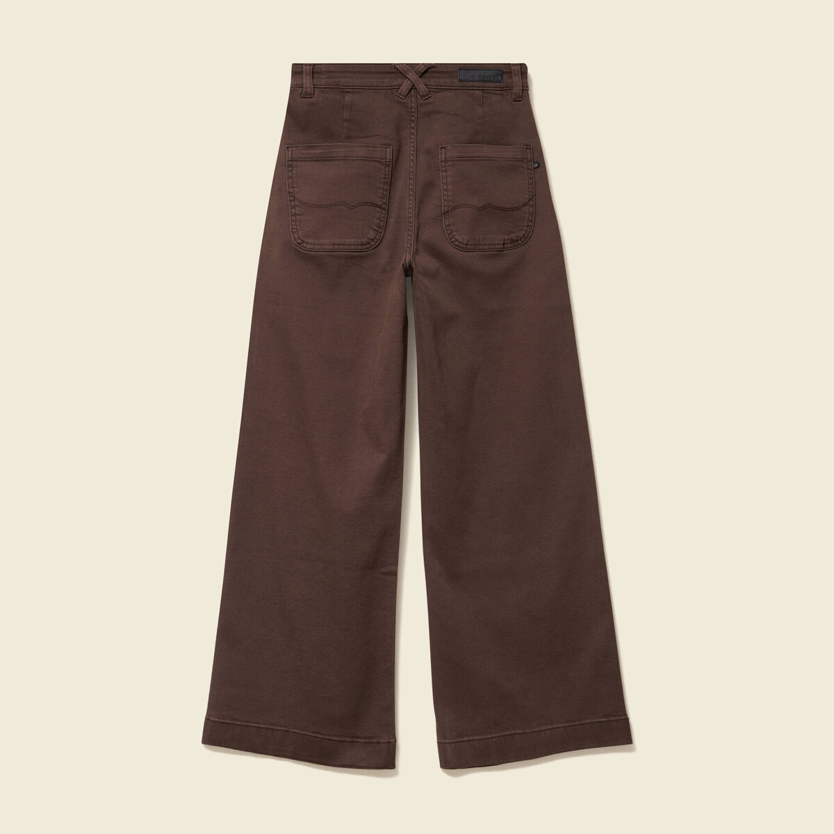 Jeans large cropped taille haute marron femme