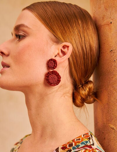Boucles d'oreilles pendantes orange femme