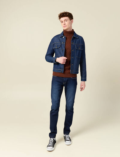 Pull manches longues marron cognac homme
