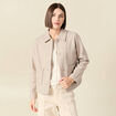 Cardigan droit court col classique creme femme