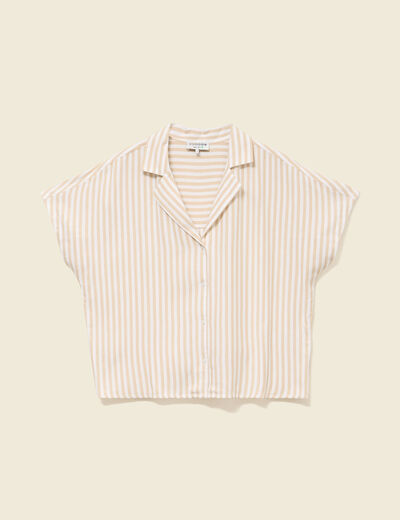 Chemise manches 3/4 beige moyen femme