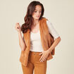 Veste droite fausse fourrure marron femme