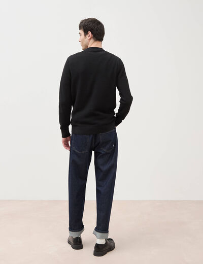 Pull col rond noir homme