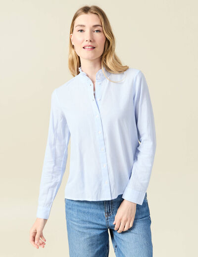 Chemise manches longues bleu ciel femme