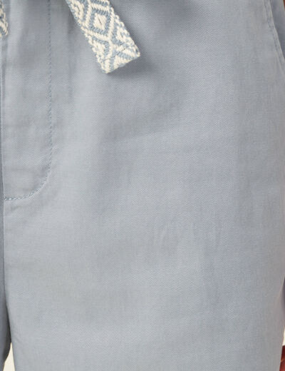 Combishort ceinturée bleu gris femme